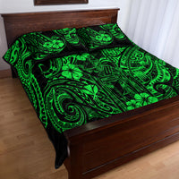 Hawaii King Kamehameha Quilt Bed Set Polynesian Pattern Green Version - Wonder Print Shop