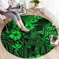 hawaii-king-kamehameha-round-carpet-polynesian-pattern-green-version