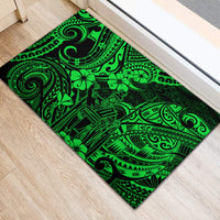 Hawaii King Kamehameha Rubber Doormat Polynesian Pattern Green Version - Wonder Print Shop