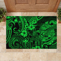 Hawaii King Kamehameha Rubber Doormat Polynesian Pattern Green Version - Wonder Print Shop