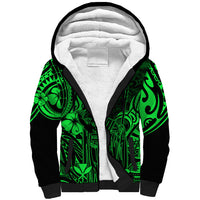 Hawaii King Kamehameha Sherpa Hoodie Polynesian Pattern Green Version - Wonder Print Shop
