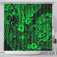 hawaii-king-kamehameha-shower-curtain-polynesian-pattern-green-version