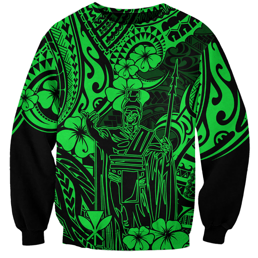 Hawaii King Kamehameha Sweatshirt Polynesian Pattern Green Version - Wonder Print Shop