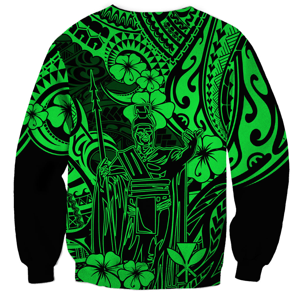 Hawaii King Kamehameha Sweatshirt Polynesian Pattern Green Version - Wonder Print Shop