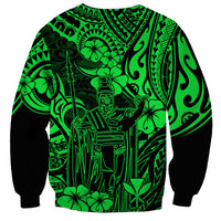 Hawaii King Kamehameha Sweatshirt Polynesian Pattern Green Version - Wonder Print Shop