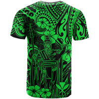 Hawaii King Kamehameha T Shirt Polynesian Pattern Green Version - Wonder Print Shop