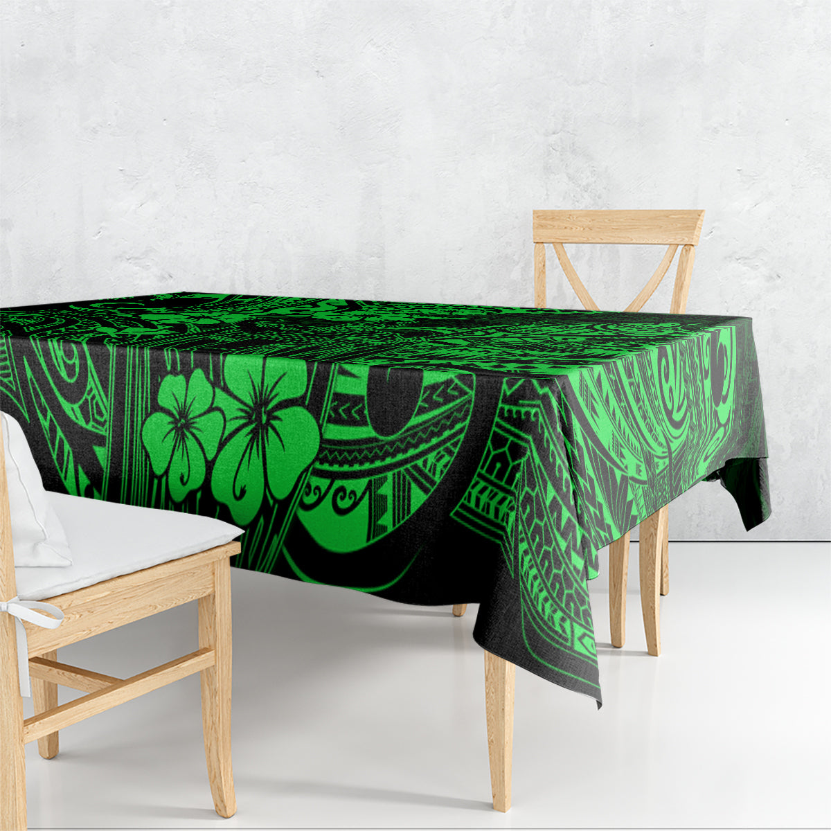 Hawaii King Kamehameha Tablecloth Polynesian Pattern Green Version - Wonder Print Shop