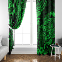 Hawaii King Kamehameha Window Curtain Polynesian Pattern Green Version - Wonder Print Shop