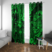 Hawaii King Kamehameha Window Curtain Polynesian Pattern Green Version - Wonder Print Shop