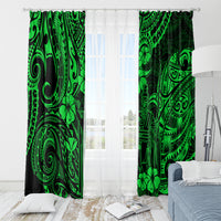 Hawaii King Kamehameha Window Curtain Polynesian Pattern Green Version - Wonder Print Shop