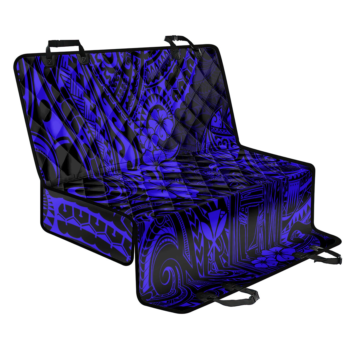 Hawaii King Kamehameha Back Car Seat Cover Polynesian Pattern Navy Blue Version - Wonder Print Shop