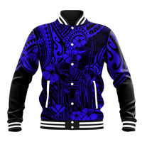 Hawaii King Kamehameha Baseball Jacket Polynesian Pattern Navy Blue Version - Wonder Print Shop