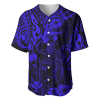 Hawaii King Kamehameha Baseball Jersey Polynesian Pattern Navy Blue Version - Wonder Print Shop