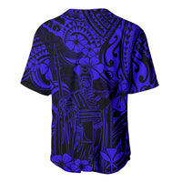 Hawaii King Kamehameha Baseball Jersey Polynesian Pattern Navy Blue Version - Wonder Print Shop