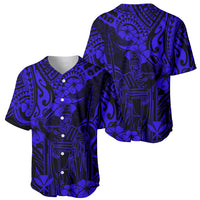 Hawaii King Kamehameha Baseball Jersey Polynesian Pattern Navy Blue Version - Wonder Print Shop