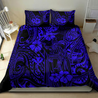 Hawaii King Kamehameha Bedding Set Polynesian Pattern Navy Blue Version - Wonder Print Shop