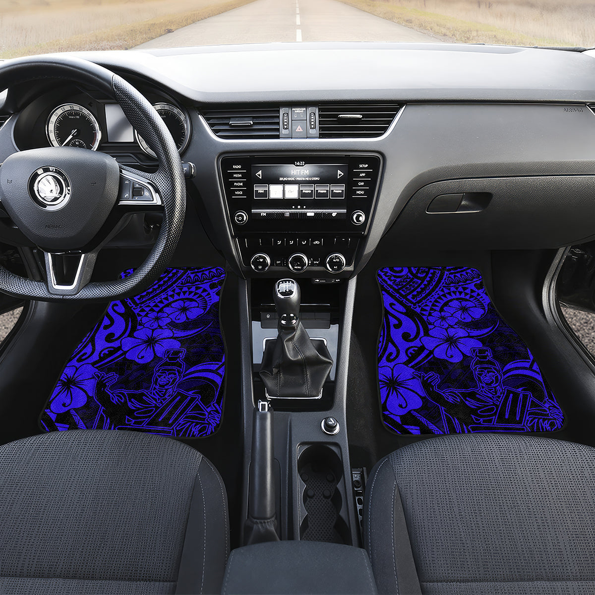 Hawaii King Kamehameha Car Mats Polynesian Pattern Navy Blue Version - Wonder Print Shop