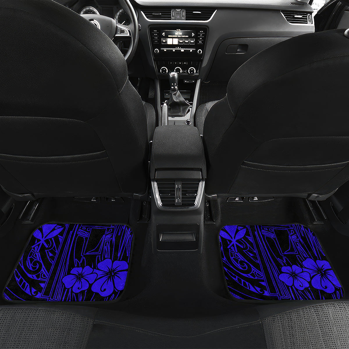 Hawaii King Kamehameha Car Mats Polynesian Pattern Navy Blue Version - Wonder Print Shop