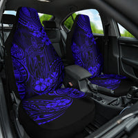 Hawaii King Kamehameha Car Seat Cover Polynesian Pattern Navy Blue Version - Wonder Print Shop