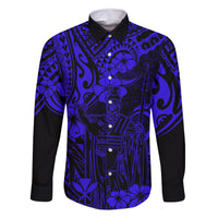 Hawaii King Kamehameha Family Matching Summer Maxi Dress and Hawaiian Shirt Polynesian Pattern Navy Blue Version - Wonder Print Shop