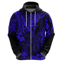 Hawaii King Kamehameha Hoodie Polynesian Pattern Navy Blue Version - Wonder Print Shop
