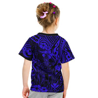 Hawaii King Kamehameha Kid T Shirt Polynesian Pattern Navy Blue Version - Wonder Print Shop