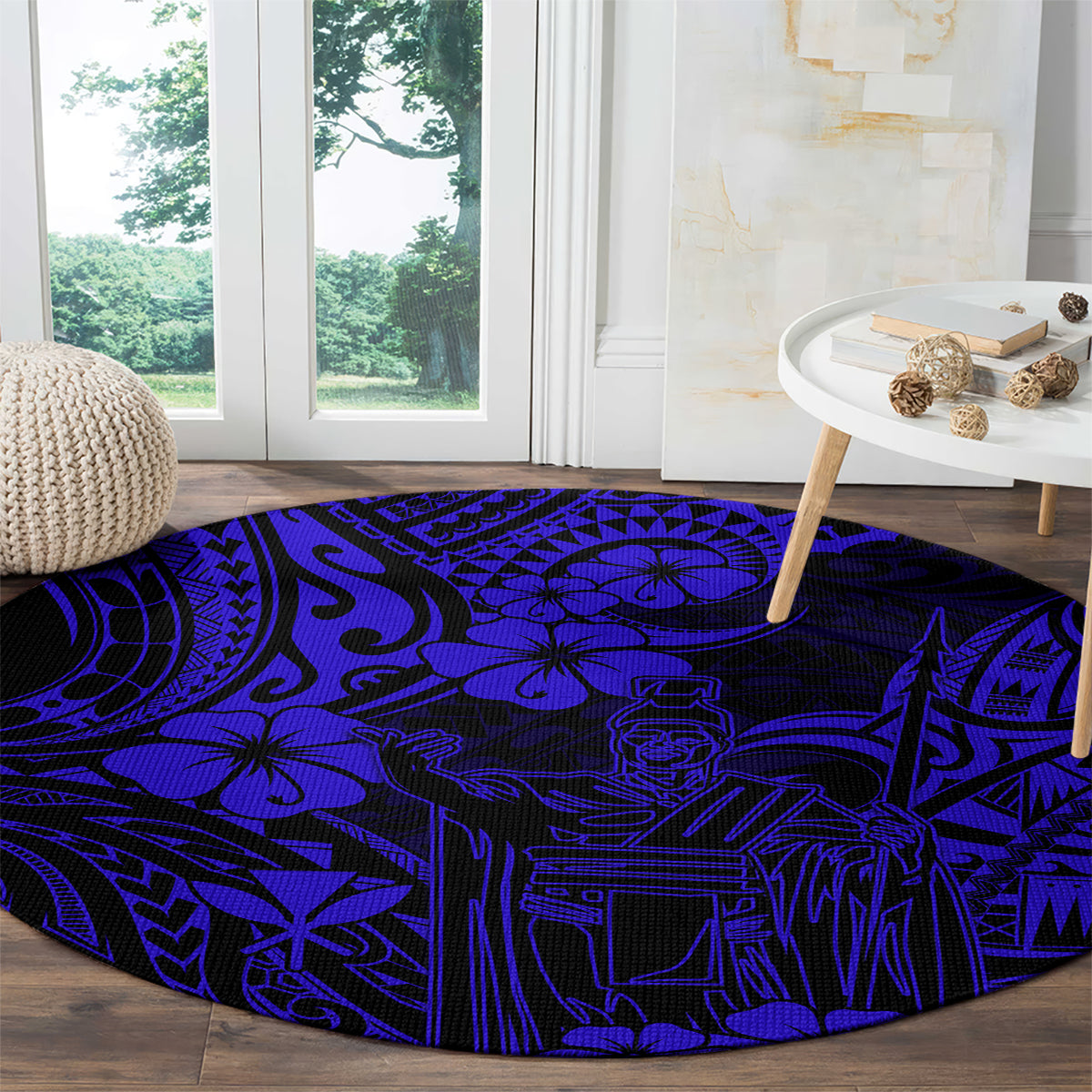 hawaii-king-kamehameha-round-carpet-polynesian-pattern-navy-blue-version