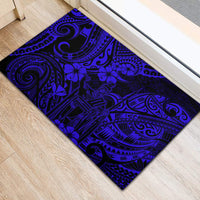 Hawaii King Kamehameha Rubber Doormat Polynesian Pattern Navy Blue Version - Wonder Print Shop