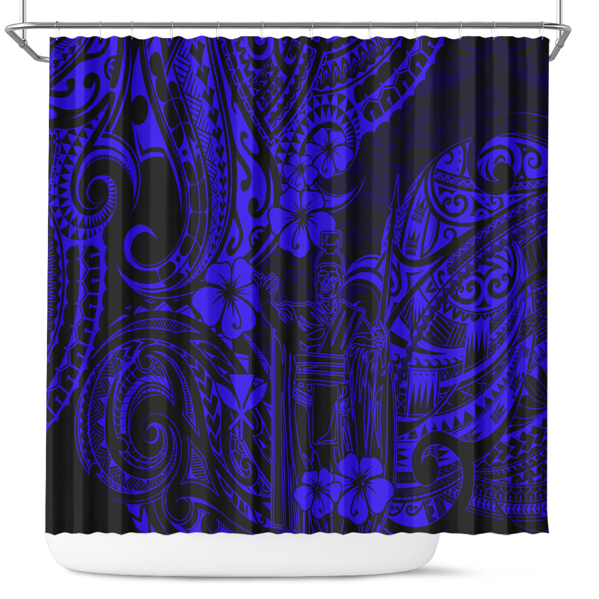 hawaii-king-kamehameha-shower-curtain-polynesian-pattern-navy-blue-version