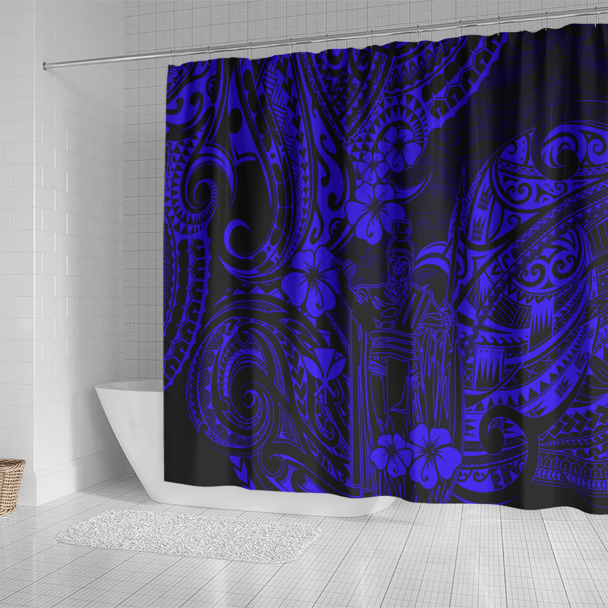 hawaii-king-kamehameha-shower-curtain-polynesian-pattern-navy-blue-version