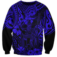 Hawaii King Kamehameha Sweatshirt Polynesian Pattern Navy Blue Version - Wonder Print Shop