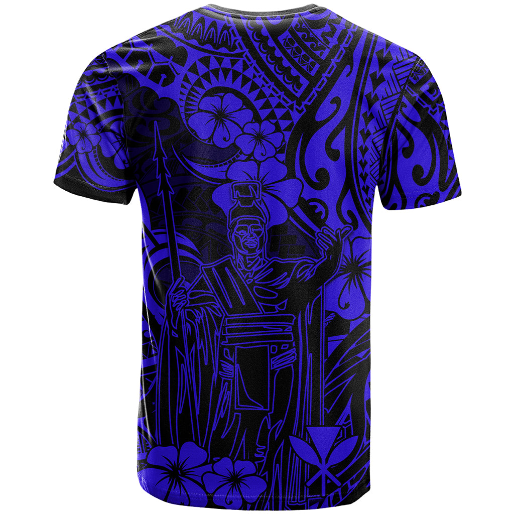 Hawaii King Kamehameha T Shirt Polynesian Pattern Navy Blue Version - Wonder Print Shop