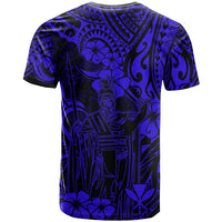 Hawaii King Kamehameha T Shirt Polynesian Pattern Navy Blue Version - Wonder Print Shop
