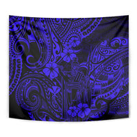 Hawaii King Kamehameha Tapestry Polynesian Pattern Navy Blue Version - Wonder Print Shop