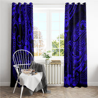 Hawaii King Kamehameha Window Curtain Polynesian Pattern Navy Blue Version - Wonder Print Shop