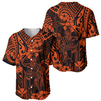 Hawaii King Kamehameha Baseball Jersey Polynesian Pattern Orange Version - Wonder Print Shop