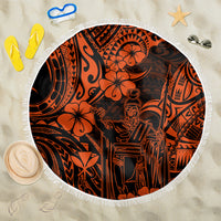 Hawaii King Kamehameha Beach Blanket Polynesian Pattern Orange Version - Wonder Print Shop