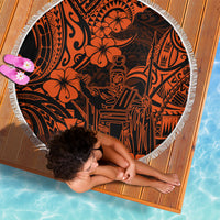 Hawaii King Kamehameha Beach Blanket Polynesian Pattern Orange Version - Wonder Print Shop