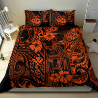 Hawaii King Kamehameha Bedding Set Polynesian Pattern Orange Version - Wonder Print Shop