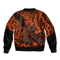 Hawaii King Kamehameha Bomber Jacket Polynesian Pattern Orange Version - Wonder Print Shop