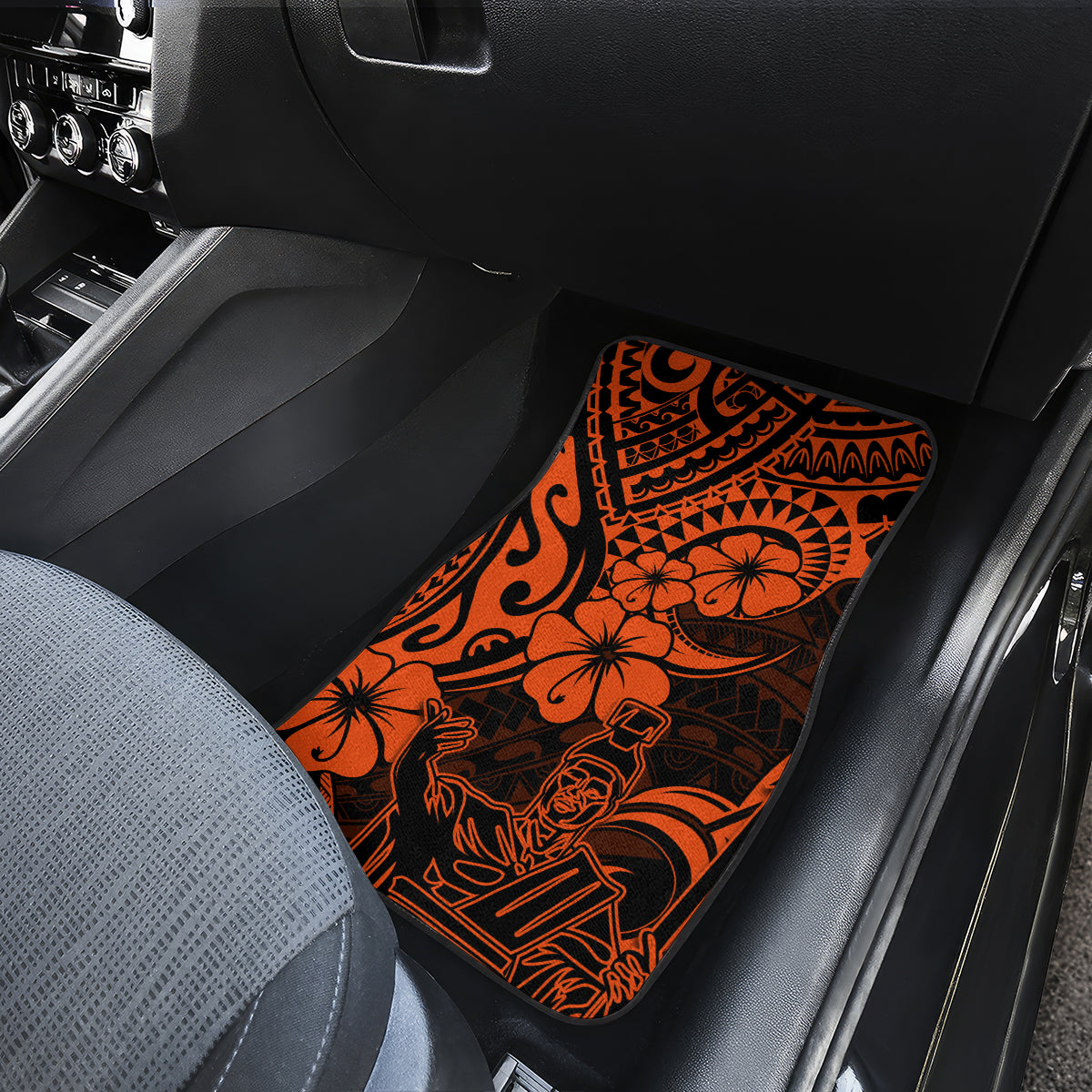 Hawaii King Kamehameha Car Mats Polynesian Pattern Orange Version - Wonder Print Shop