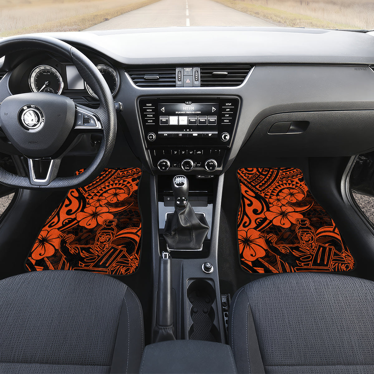 Hawaii King Kamehameha Car Mats Polynesian Pattern Orange Version - Wonder Print Shop