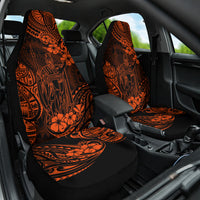 Hawaii King Kamehameha Car Seat Cover Polynesian Pattern Orange Version - Wonder Print Shop