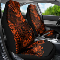 Hawaii King Kamehameha Car Seat Cover Polynesian Pattern Orange Version - Wonder Print Shop