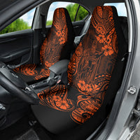 Hawaii King Kamehameha Car Seat Cover Polynesian Pattern Orange Version - Wonder Print Shop