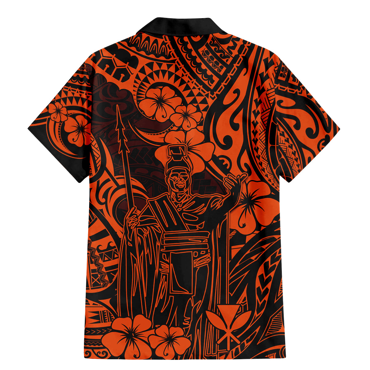 Hawaii King Kamehameha Family Matching Mermaid Dress and Hawaiian Shirt Polynesian Pattern Orange Version - Wonder Print Shop