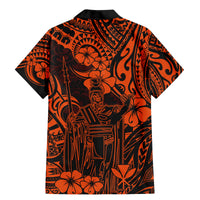 Hawaii King Kamehameha Family Matching Mermaid Dress and Hawaiian Shirt Polynesian Pattern Orange Version - Wonder Print Shop