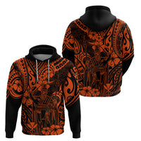 Hawaii King Kamehameha Hoodie Polynesian Pattern Orange Version - Wonder Print Shop
