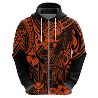Hawaii King Kamehameha Hoodie Polynesian Pattern Orange Version - Wonder Print Shop