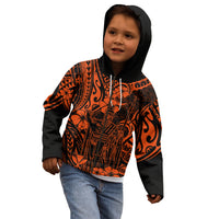 Hawaii King Kamehameha Kid Hoodie Polynesian Pattern Orange Version - Wonder Print Shop